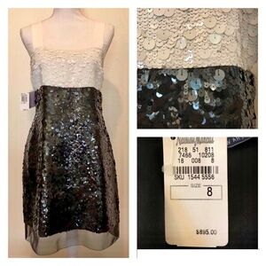 Vera Wang Lavender Label Black&White Sequin Dress